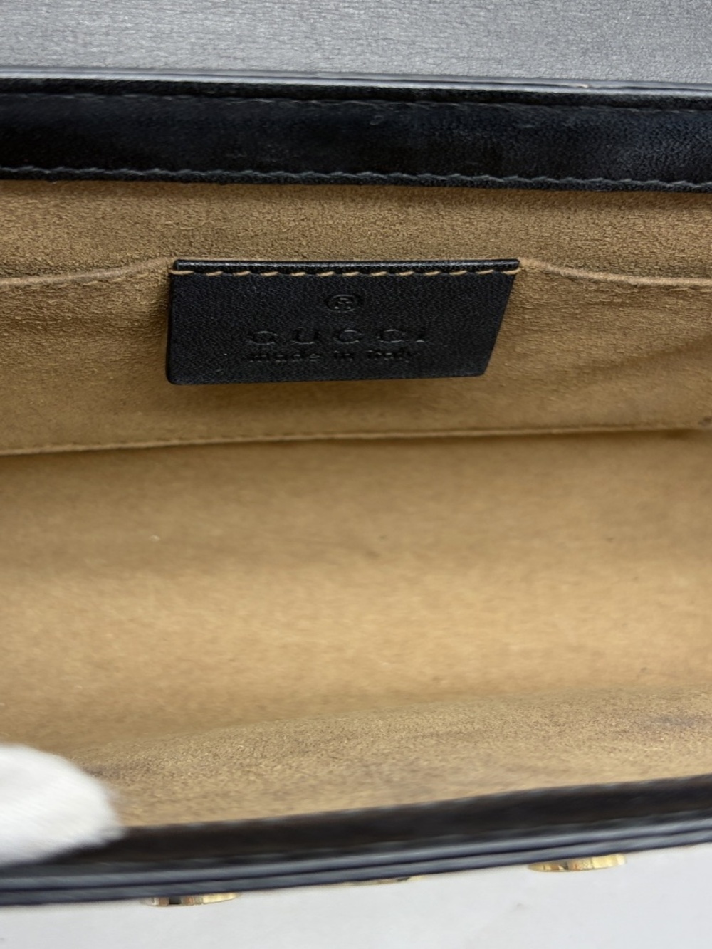 Gucci Padlock GG Supreme Small Chain Shoulder Bag Black Leather Gold Hardware - Picture 11 of 13